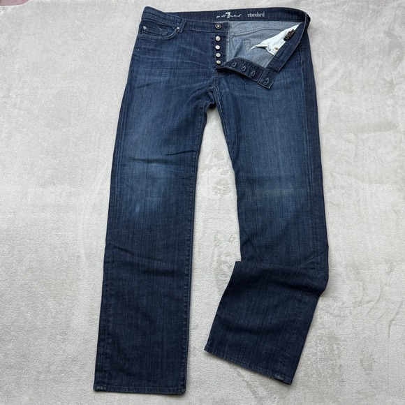 7 For All Mankind Other - 7 For All Mankind Standard Fit Jeans Mens 38 Blue Straight Leg Button Fly Preppy